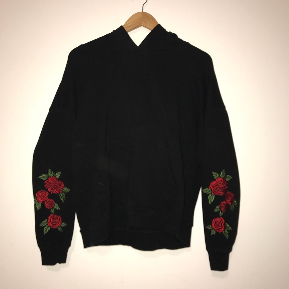 embroidered roses hoodie